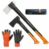 FISKARS Set Spaltaxt X25 – XL + X10 – S + Xsharp Schärfer + Handschuhe 7