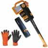 FISKARS Set Spaltaxt X25 XL 1015643 + Xsharp Axt- & Messerschärfer + Handschuhe 19